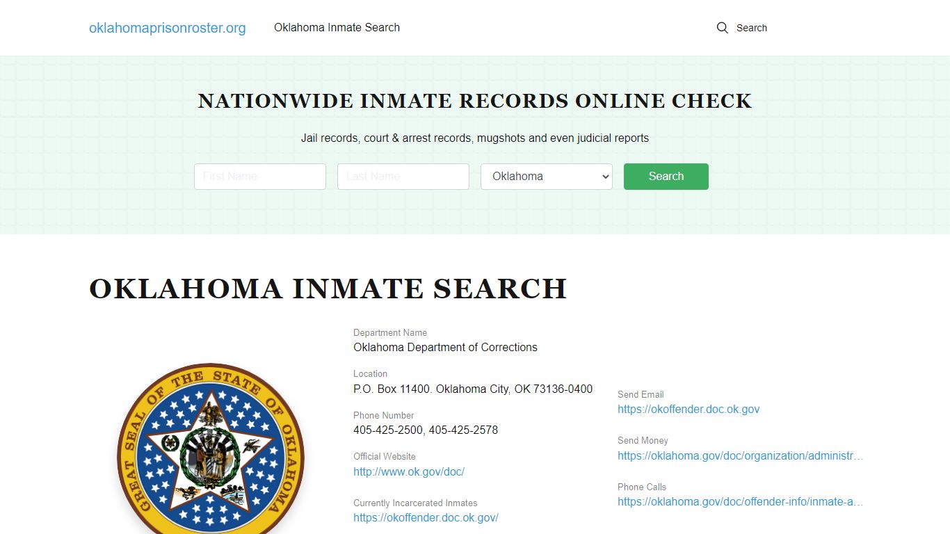 Oklahoma Inmate Search - OK DOC Offenders Lookup